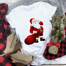 Load image into Gallery viewer, WVIOCE Cute Reindeer T Shirt Women Fashion Christmas Harajuku Short Sleeve T-shirt White Suitable All Seasons Tshirt Tops
