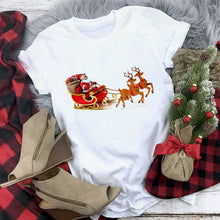 Load image into Gallery viewer, WVIOCE Cute Reindeer T Shirt Women Fashion Christmas Harajuku Short Sleeve T-shirt White Suitable All Seasons Tshirt Tops