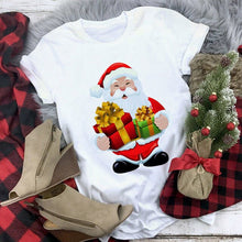 Load image into Gallery viewer, WVIOCE Cute Reindeer T Shirt Women Fashion Christmas Harajuku Short Sleeve T-shirt White Suitable All Seasons Tshirt Tops