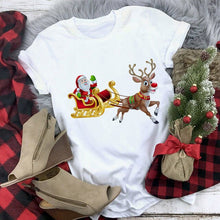 Load image into Gallery viewer, WVIOCE Cute Reindeer T Shirt Women Fashion Christmas Harajuku Short Sleeve T-shirt White Suitable All Seasons Tshirt Tops