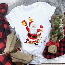 Load image into Gallery viewer, WVIOCE Cute Reindeer T Shirt Women Fashion Christmas Harajuku Short Sleeve T-shirt White Suitable All Seasons Tshirt Tops