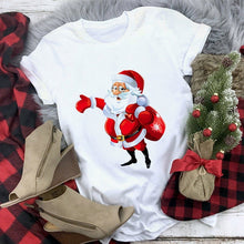 Load image into Gallery viewer, WVIOCE Cute Reindeer T Shirt Women Fashion Christmas Harajuku Short Sleeve T-shirt White Suitable All Seasons Tshirt Tops