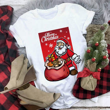 Load image into Gallery viewer, WVIOCE Cute Reindeer T Shirt Women Fashion Christmas Harajuku Short Sleeve T-shirt White Suitable All Seasons Tshirt Tops