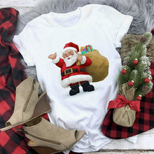 Load image into Gallery viewer, WVIOCE Cute Reindeer T Shirt Women Fashion Christmas Harajuku Short Sleeve T-shirt White Suitable All Seasons Tshirt Tops