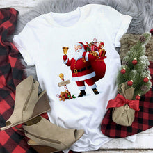 Load image into Gallery viewer, WVIOCE Cute Reindeer T Shirt Women Fashion Christmas Harajuku Short Sleeve T-shirt White Suitable All Seasons Tshirt Tops