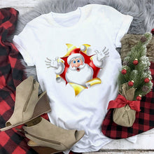Load image into Gallery viewer, WVIOCE Cute Reindeer T Shirt Women Fashion Christmas Harajuku Short Sleeve T-shirt White Suitable All Seasons Tshirt Tops