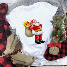 Load image into Gallery viewer, WVIOCE Cute Reindeer T Shirt Women Fashion Christmas Harajuku Short Sleeve T-shirt White Suitable All Seasons Tshirt Tops